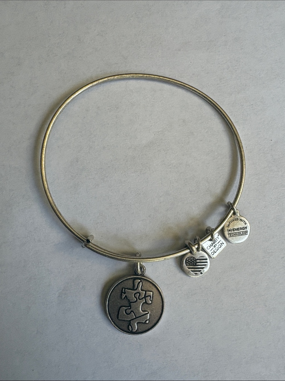 Alex and Ani Silver-Tone Autism Puzzle Piece Charm Bracelet